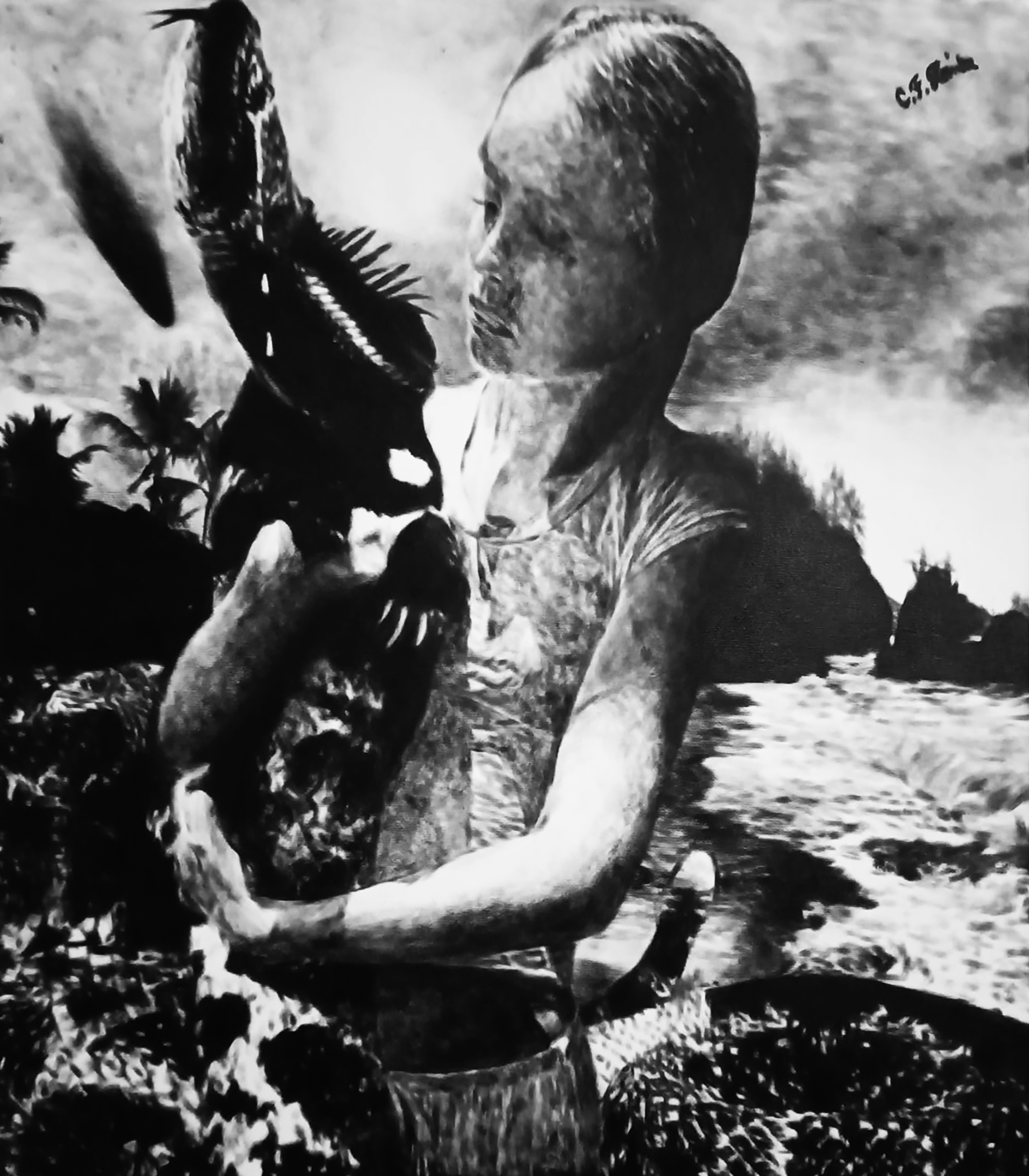 C.F.Heinke/Death in agony Vers.due, 80x70cm, Oil on canvas, 2025